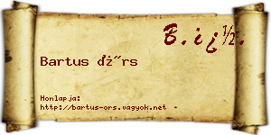 Bartus Örs névjegykártya